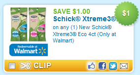 $1/1 New Schick Xtreme3 Eco