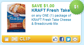 $1/1 Kraft Fresh Take Cheese & Breadcrumb Mix