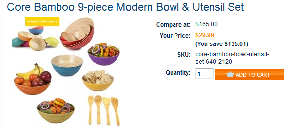 Core Bamboo 9-Piece Modern Bowl & Utensil Set just $29.99 (Reg. $165)
