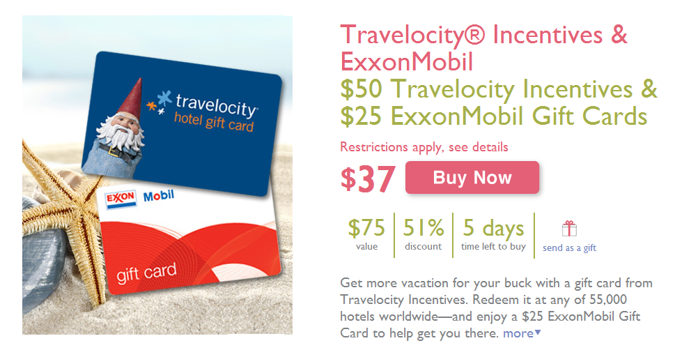 $50 Travelocity Incentives and a $25 ExxonMobil Gift Card set for just $37 (Reg. $75) – Deal Ends 4/3