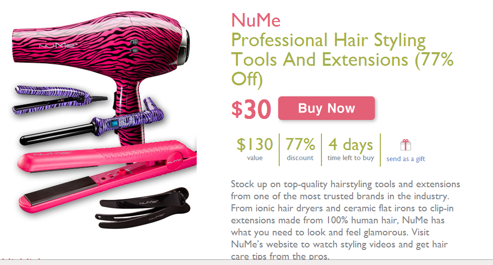 $30 for $130 at NuMe Professional Hair Styling Tools and Extensions! Ends 3/9!