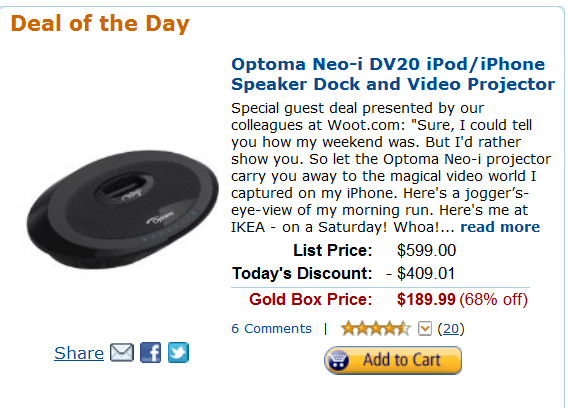 Amazon – iPod/iPhone Speaker Dock and Video Projector 68% off TODAY ONLY!