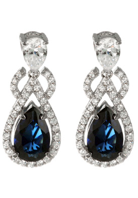 Sterling Silver Blue Cubic Zirconia Earrings 75% Off!!