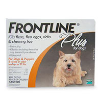 Save up to 20% on Frontline Plus flea and tick prevention for dogs and cats