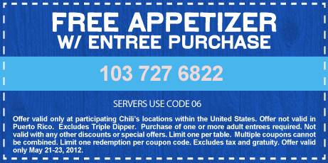 Free Appetizer At Chili’s Through 5/23/12