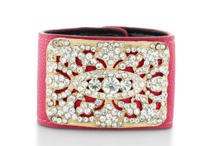 Pink Leather and Crystal Cuff Bracelet now only $14.99 SHIPPED (Reg. $39.99)