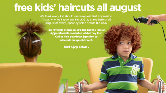 JCPenney FREE Hair Cuts for Kids