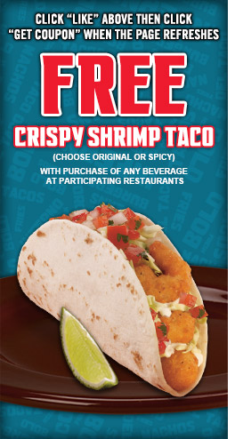 Free Crispy Shrimp Taco & Free Hashbrown Sticks at Del Taco!
