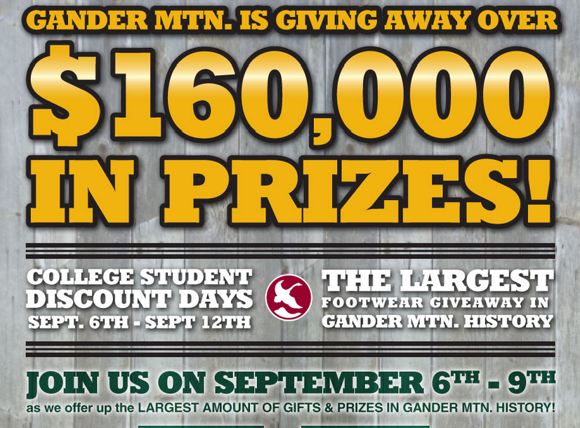 $160,000 in Prizes at Gander Mountain!