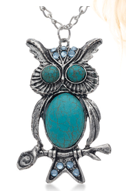 Trendy Owl Necklace with Turquoise and Blue Crystals. Just $10 (Reg. $49.99) + Free Shipping!