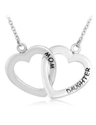 925 Sterling Silver Mom and Daughter 2 Connecting Hearts Pendant Necklace $29.99 (Reg. $50)