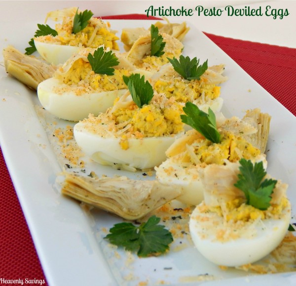 artichoke pesto deviled eggs