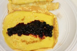 Breakfast Crepe fill with blueberries