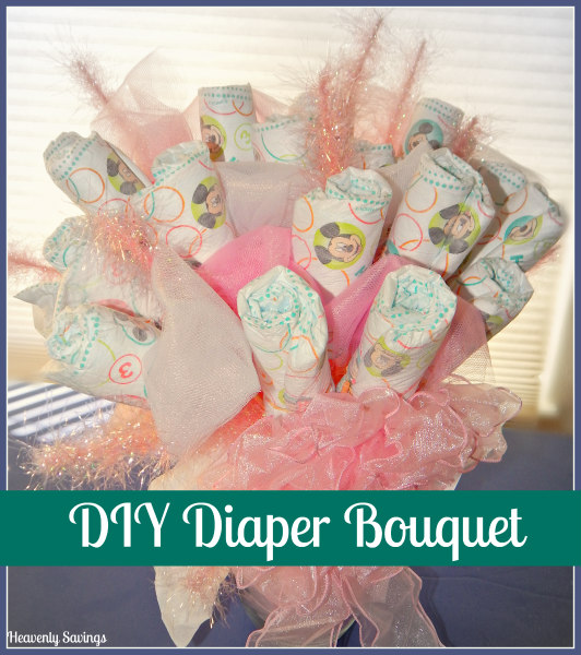 DIY Diaper Bouquet Using Huggies Snug & Dry Diapers!